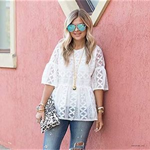 Chicwish White Lace Organza Dolly Blouse